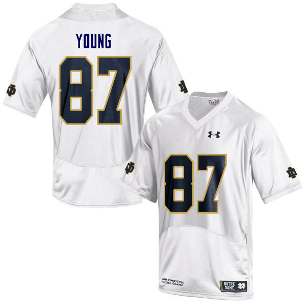 Men #87 Michael Young Notre Dame Fighting Irish College Football Jerseys Sale-White - Click Image to Close